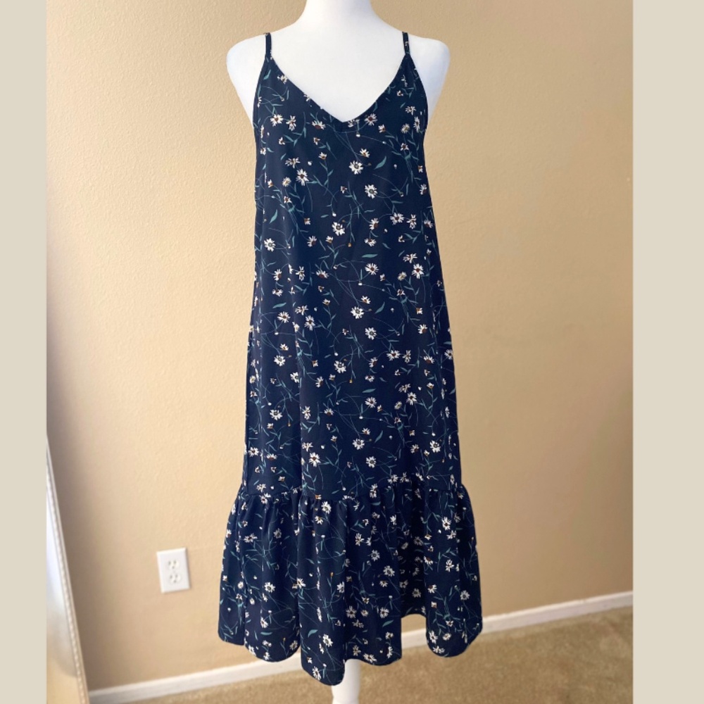 Women's Spaghetti strap floral daisy pattern cotton dress Size Large
